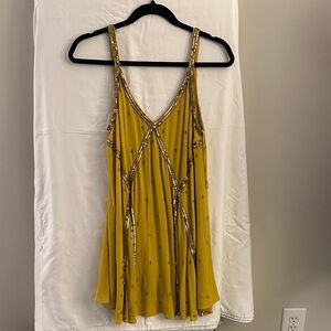 Free People Yellow Sequin Mini Dress